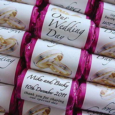 100 Personalised Gold Silver Rings MINI Love Hearts Sweets - Our Wedding Day MR and MRS