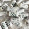 100 Personalised Silver Rings MINI Love Hearts Sweets - Our Wedding Day MR and MRS view 1