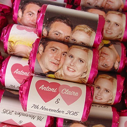 100 Personalised Photo MINI Love Hearts Sweets - Wedding / Engagement / Anniversary