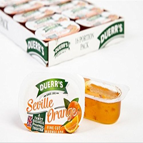 48 x Fresh Seville Orange Marmalade Fine Cut Duerr's Jam Individual Mini 20g Pots