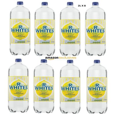 R Whites Diet Lemonade 2L x 8 Total 16 Litre