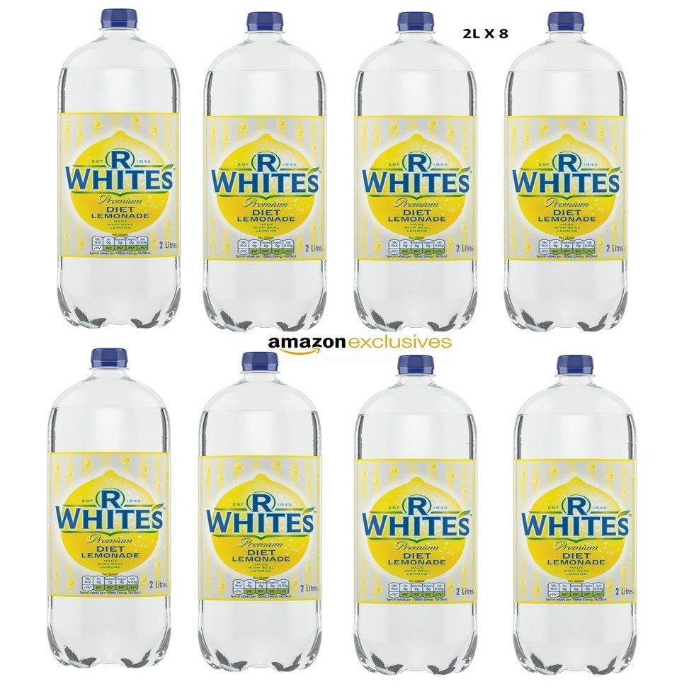R Whites Diet Lemonade 2L x 8 Total 16 Litre