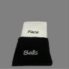 Face and Balls Embroidered Face Cloths (Black & White) view 1