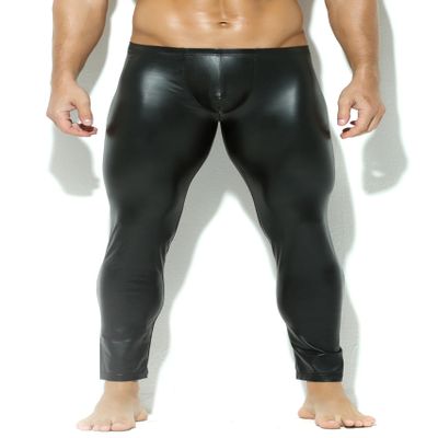 niceprice Latex Men's Leggings Leather Look Tight Leather Trousers Stretch Pants Black - Black - S/M