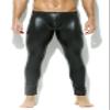niceprice Latex Men's Leggings Leather Look Tight Leather Trousers Stretch Pants Black - Black - S/M view 1