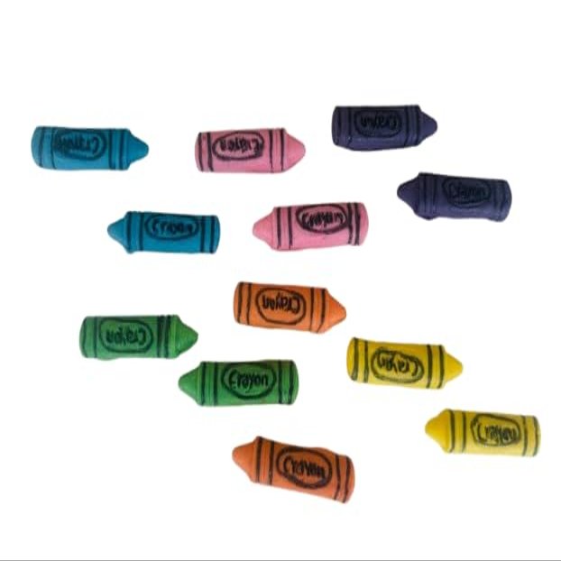 12 Edible Sugar Crayons; 4.2cm x 1cm Each; Birthday Etc, Handmade Cake/Cupcake Toppers/Decoration