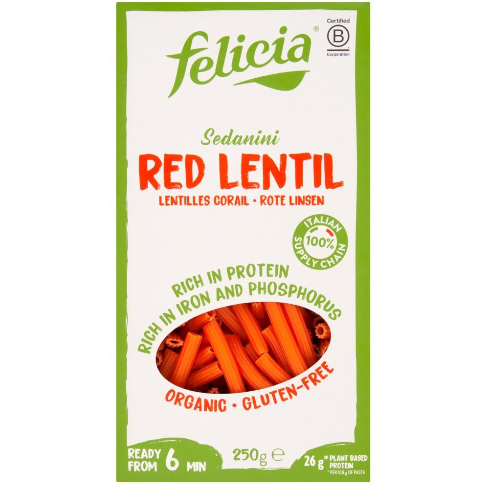 Felicia Gluten Free Organic Red Lentil Sedanini Pasta 250 G