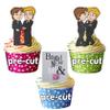 AK Giftshop PRE-CUT New Mr and Mr Wedding/Civil Partnership Mix - Edible Stand-up Cupcake Toppers (pack of 12) view 1