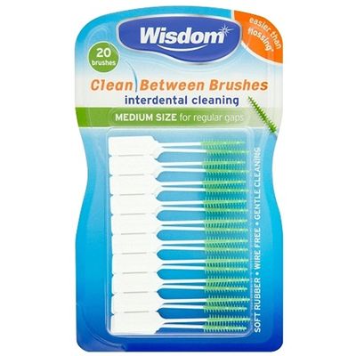 WisdomClean Between Interdental Medium Green Brushes - Pack of 6, Total 120 by Wisdom