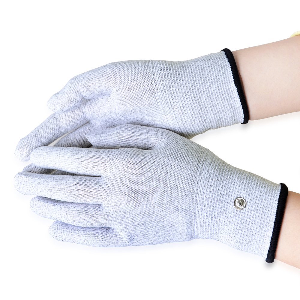 Aituo 1 Pair Silver Conductive Gloves for use with TENS Machine (Meidum)