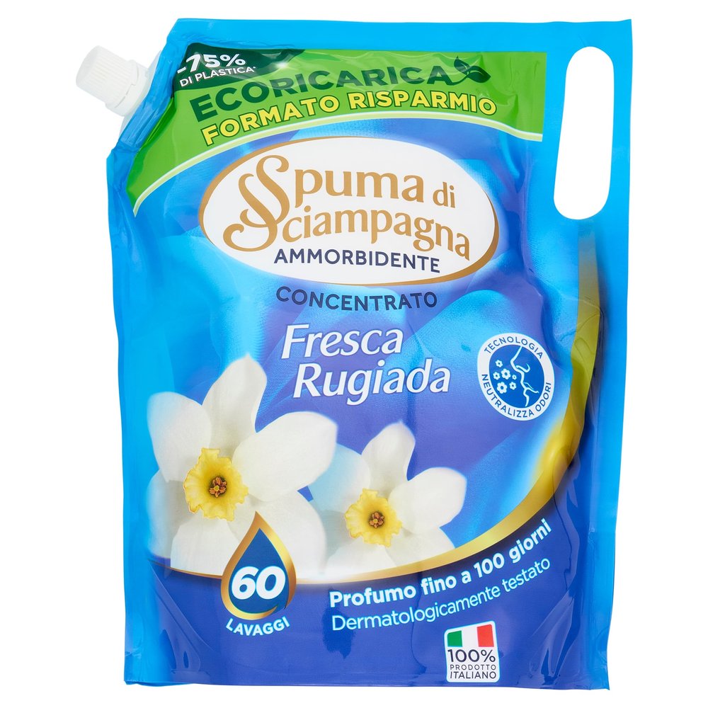 Ecoricarica Champagne Foam Pure Fresh Concentrated Liquid Softener, 60 Washes, 1200 ml