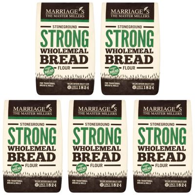 Marriages Strong Brown Wholemeal Stoneground Flour - 5x1.5kg