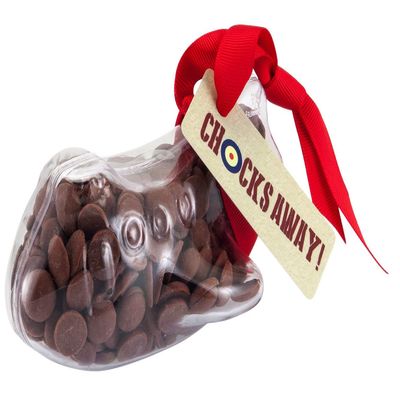 ButtonChocs Chocolate Airplane - Chocks Away. Belgian Milk Chocolate Planespotter Gift.