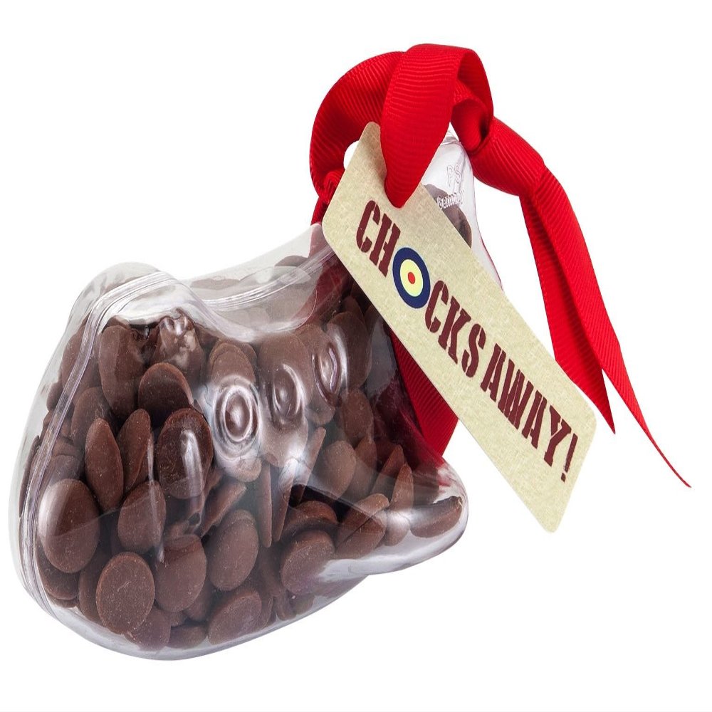 ButtonChocs Chocolate Airplane - Chocks Away. Belgian Milk Chocolate Planespotter Gift.