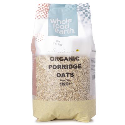 Wholefood Earth Organic Porridge Oats 1 kg | GMO Free | Vegan | High Fibre | Certified Organic