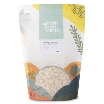 Wholefood Earth Organic Gluten Free Porridge Oats 1 kg | GMO Free | Vegan | High Fibre | Certified Organic