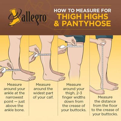 Allegro 20-30 mmHg Essential 33 Sheer Support Pantyhose (Black) Queen Plus