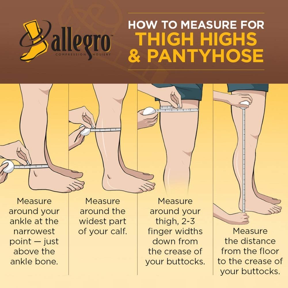 Allegro 20-30 mmHg Essential 33 Sheer Support Pantyhose (Black) Queen Plus