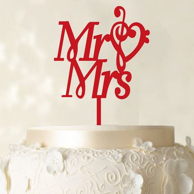 Wedding Cake Topper Personalized Red Cake Topper Color Option Available 5"-7" Inches Wide