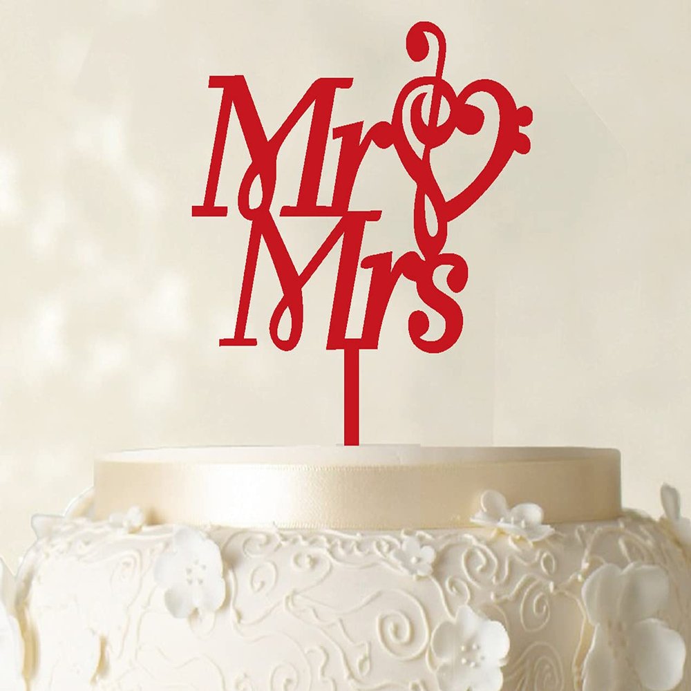 Wedding Cake Topper Personalized Red Cake Topper Color Option Available 5"-7" Inches Wide