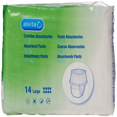 Alvita Absorbent Night Pant, 14 Large Pants