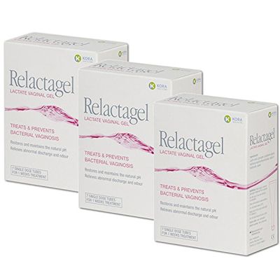 Kora Healthcare Relactagel Pack of 3 (Amazon & Ebay only) - BV & Gardnerella Treatment - 3 x 7 Single Use Tubes - 21 Tubes Total