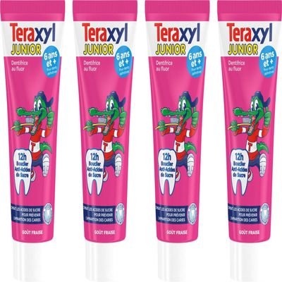 Teraxyl - Toothpaste for Children/Junior - Strawberry Flavour 75 ml - Pack of 4