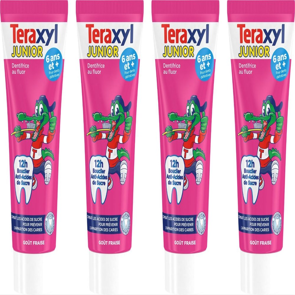 Teraxyl - Toothpaste for Children/Junior - Strawberry Flavour 75 ml - Pack of 4