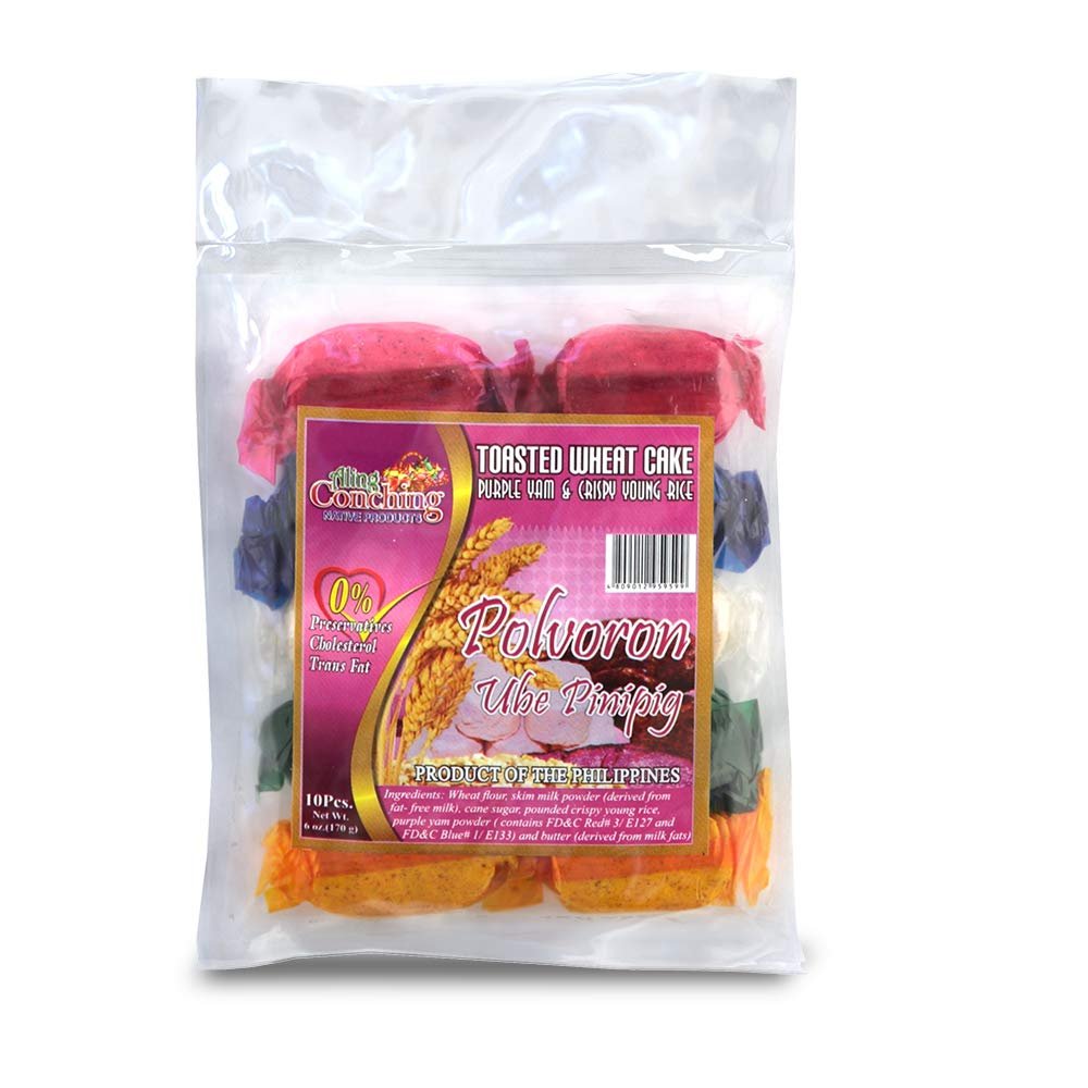 Aling Conching Polvoron Ube Pinipig, 10 piece, 6 oz (170g) 1 Pack