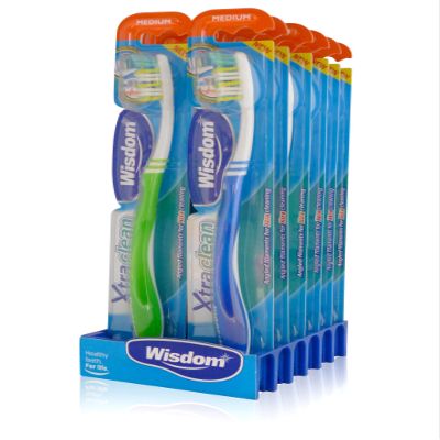 12x Wisdom Xtra Clean Manual Toothbrush Medium Bristles Teeth Cleaning Dental