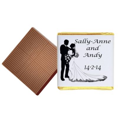 100 Simple Wedding Personalised Chocolate Wedding Favours (Milk)