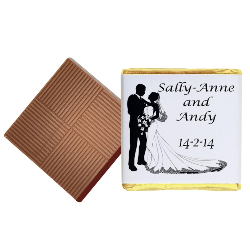 100 Simple Wedding Personalised Chocolate Wedding Favours (Milk)