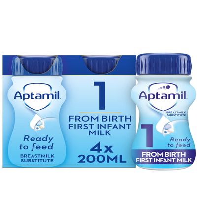 Aptamil 1 First Infant Milk From Birth, 4 x 200ml
