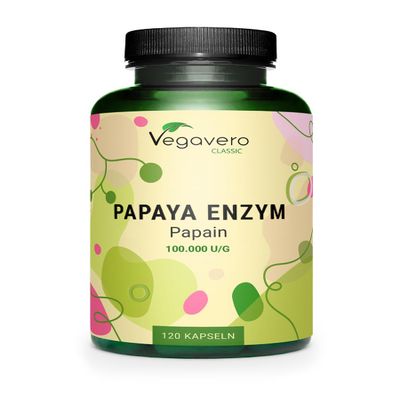 Vegavero Papaya Enzyme | 2,100 mg Papain | 100% Natural: Carica Papay Fruit Extract | NO Additives | 120 Vegan Capsules