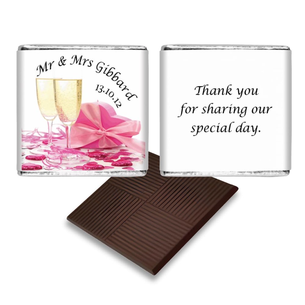 100 Personalised Chocolate Wedding Favours, Personalised Chocolates, Custom Party Favours, Bride and Groom, Wedding Favours, Wedding gift (Plain Mint)