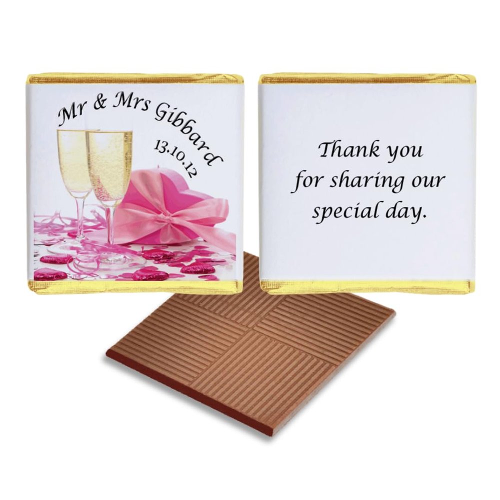 100 Personalised Chocolate Wedding Favours, Personalised Chocolates, Custom Party Favours, Bride and Groom, Wedding Favours, Wedding gift (Milk)