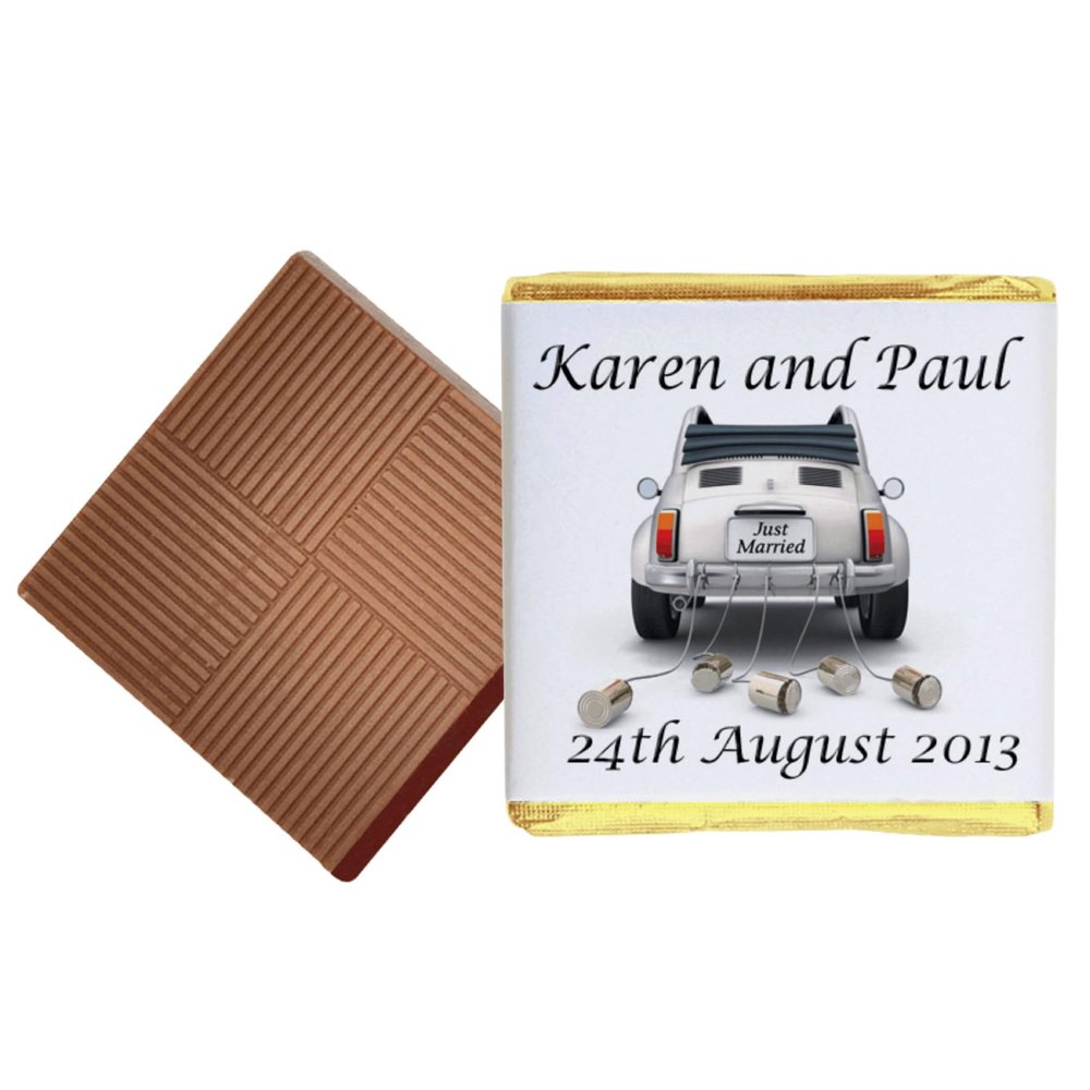 100 Personalised Chocolate Wedding Favours (Milk)