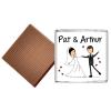 100 Cartoon Bride & Groom Personalised Chocolate Wedding Favours (Milk) view 2