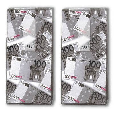 20 handkerchiefs (2 x 10) Euro / money / banknotes / motif handkerchiefs