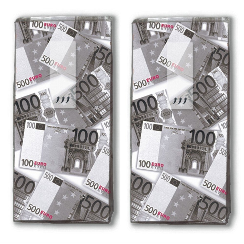 20 handkerchiefs (2 x 10) Euro / money / banknotes / motif handkerchiefs