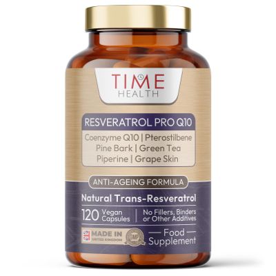 Resveratrol Pro Q10 Anti-Ageing Formula, Trans-Resveratrol, Coenzyme Q10, Pterostilbene, Pine Bark, Green Tea, Grape Skin, Piperine, Split Dose for Maximum Benefits - Pullulan (120 Capsules)