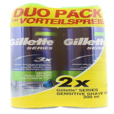 GILLETTE Series 200 ml Shave Gel Sensitive Duo Pack