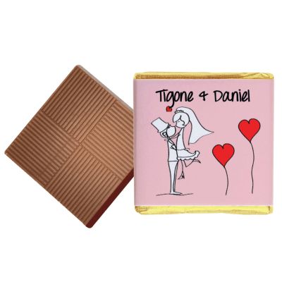100 Pink Theme Personalised Chocolate Wedding Favours (Plain Mint)