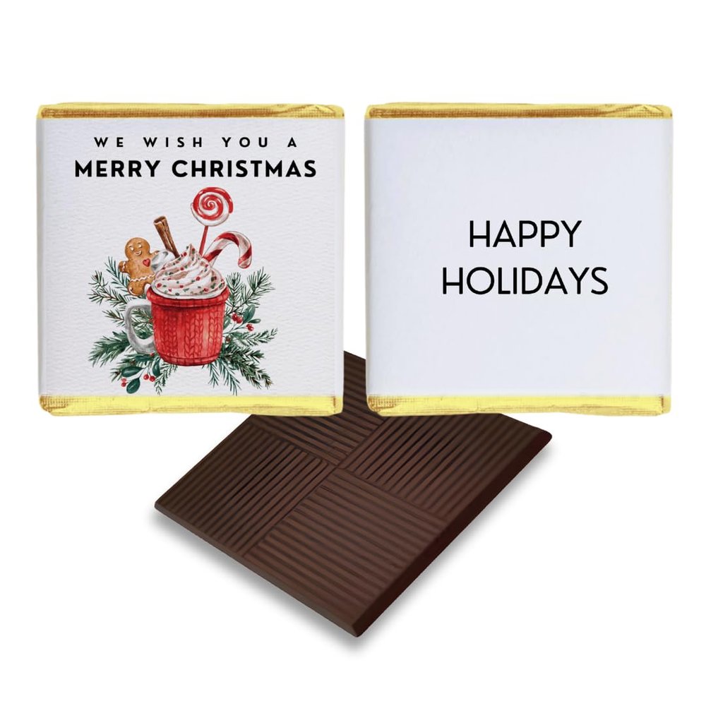 100 Personalised Chocolate Christmas Favours, Personalised Chocolates, Christmas Party Favours, Holiday Gifts, Christmas Treats, Design code: CH19 (Plain Mint)