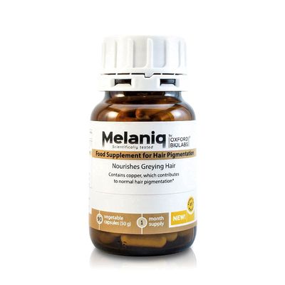 Melaniq Hair Pigmentation Supplement - Anti Gray Hair Tablets for Men Women - Premature Grey Hair Treatment Vitamins - Melanin Support Anti-Ageing Naturally-Based Vegetarian Capsules, 1 Month Supply