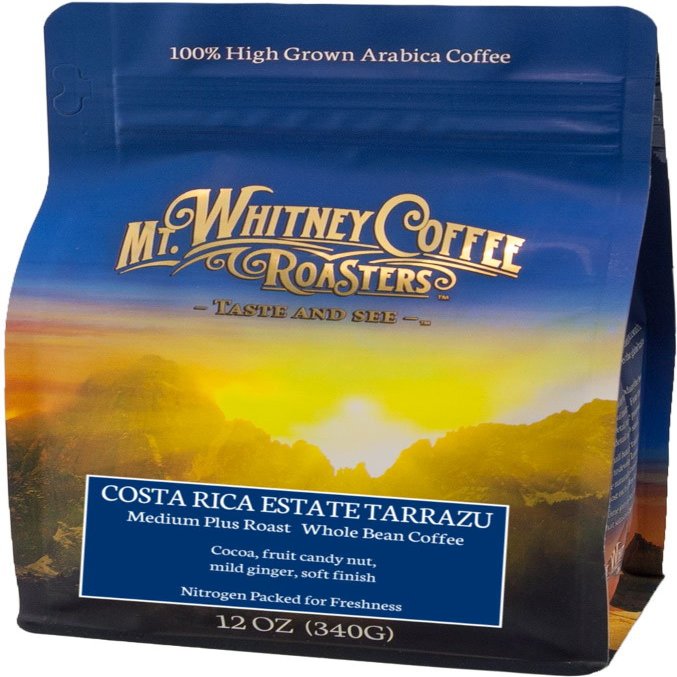 Mt. Whitney, 12oz, Costa Rica Estate Tarrazu, Whole Bean, Medium Roast, Arabica Coffee