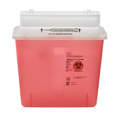 Covidien COV-8507SA SharpSafety Safety In Room Sharps Container Counterbalance Lid, 5 quart Capacity, Transparent Red