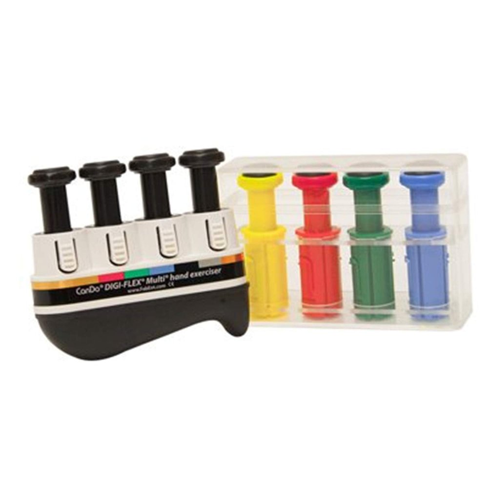CanDo Hand exerciser, finger trainer CanDo Digi-Flex - 1 basic unit, 8 buttons (4 - very strong, 1 - very light, 1 - light, 1 - medium, 1 - strong)