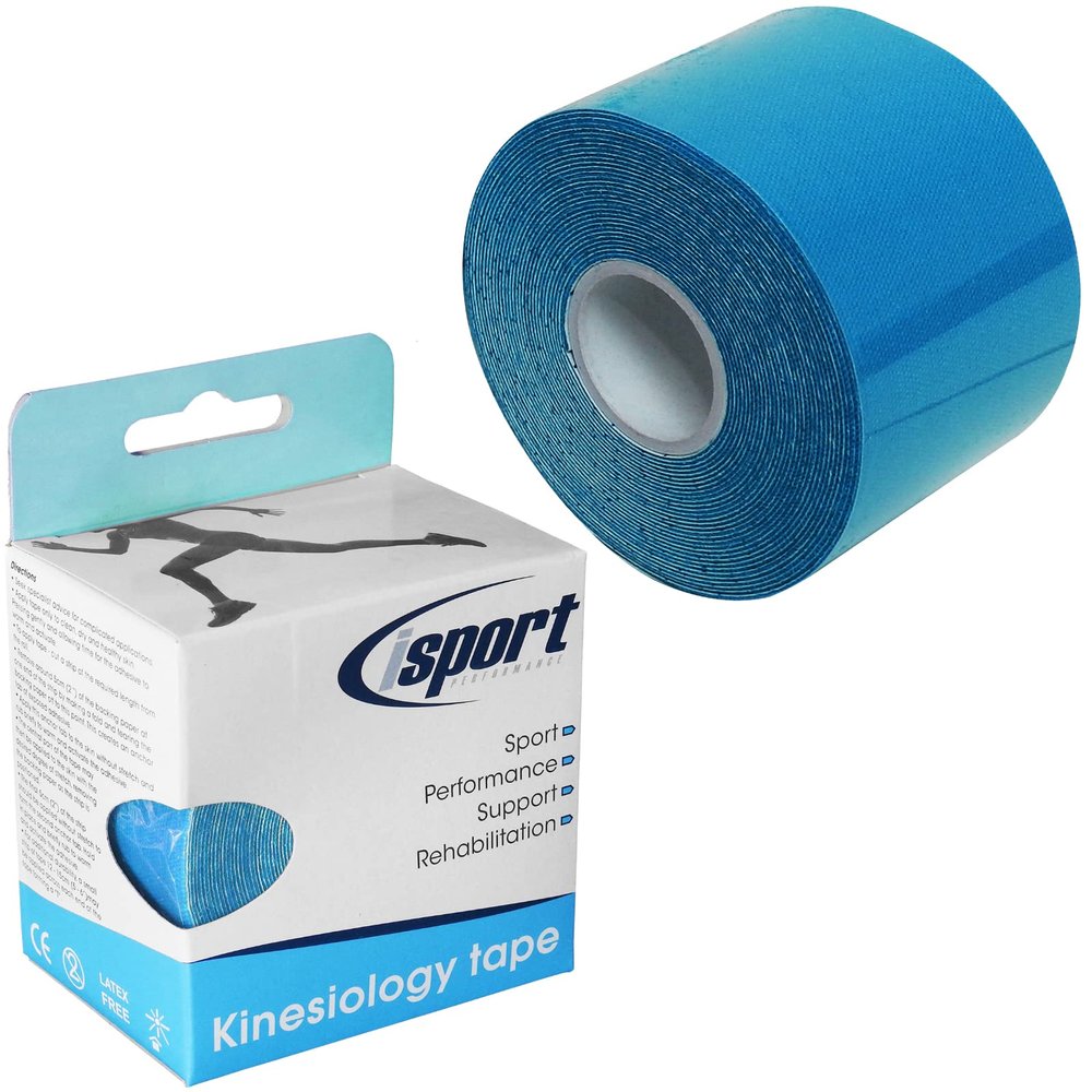 12 X 5M ROLLS OF ISPORT PRE-CUT KINESIOLOGY MUSCLE JOINT PAIN SUPPORT PHYSIO SPORTS INJURY REHAB TAPE BLUE 5CM