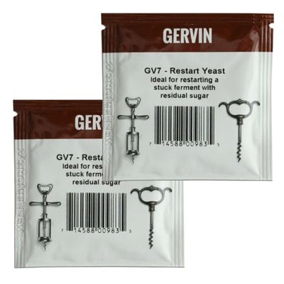 2X Gervin Restart Yeast GV7 for Stuck Fermentations Premium Quality 5g 5-23L
